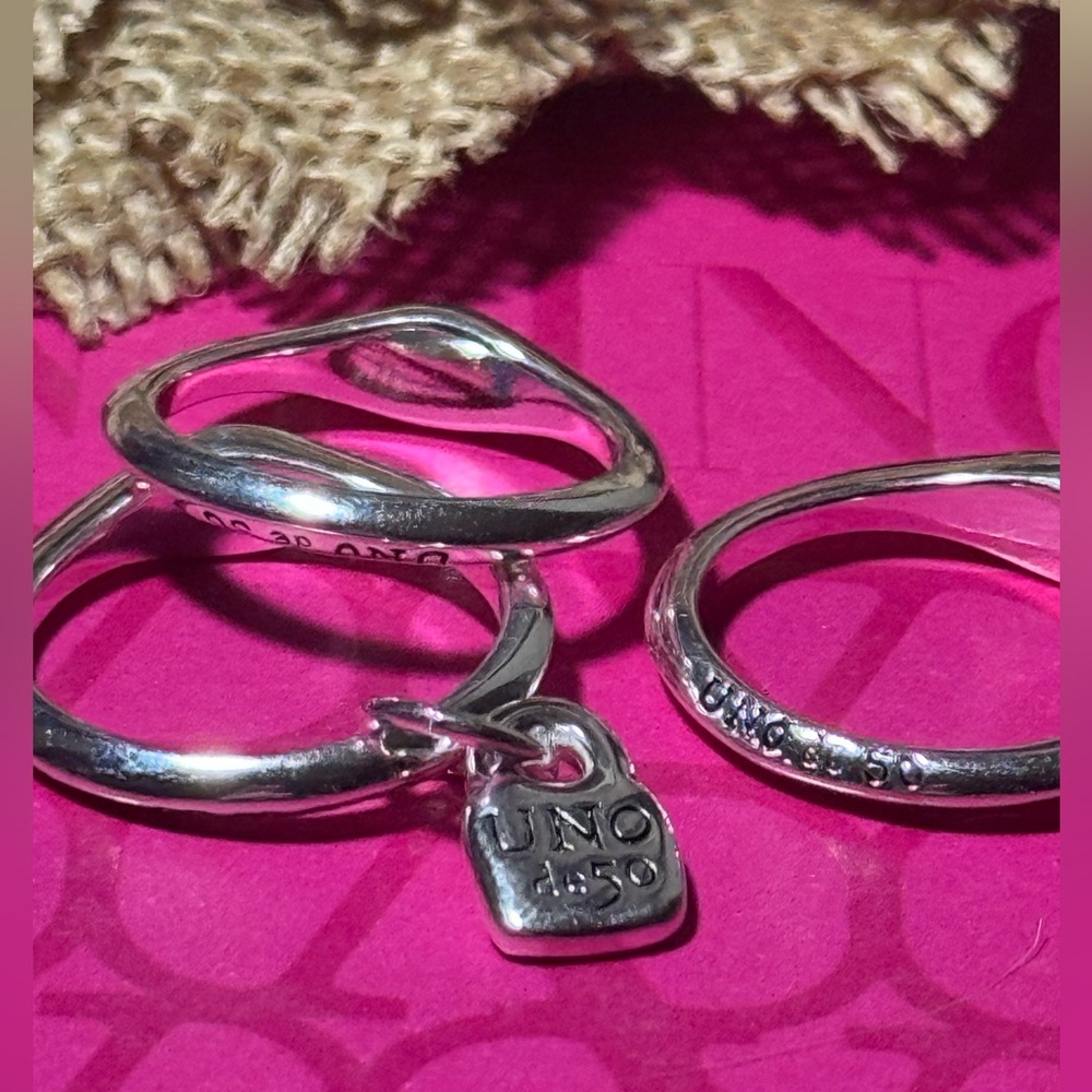 Sterling Silver-plated triple ring with blue tone crystals from UNO de 50 - Picture 5 of 7
